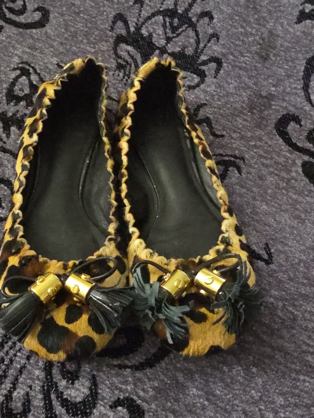 Tory Burch Leopard-Print Tassel Ballet Flats in Brown and Black